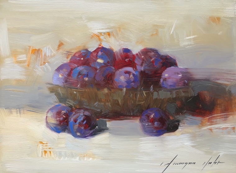 Plums, Original oil Painting, Handmade artwork, One of a Kind      